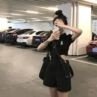 Women's Black Denim Jumpsuit Shorts Summer Playsuit Rompers Vintage Overalls Cargo Pants for Girl Teenage Student Clothes - Image 4