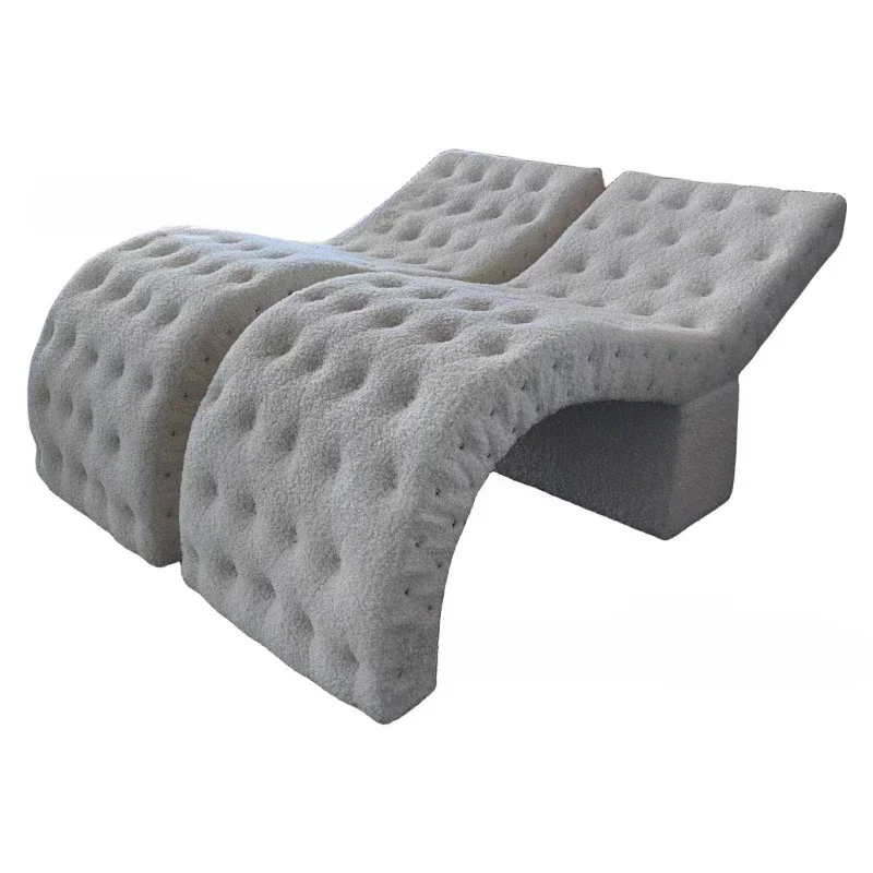S-shaped Eyelash Tattoo Bed  Facial Care Massage Bed  Curved Leather Velvet Buckle Design  Beauty Salon 6