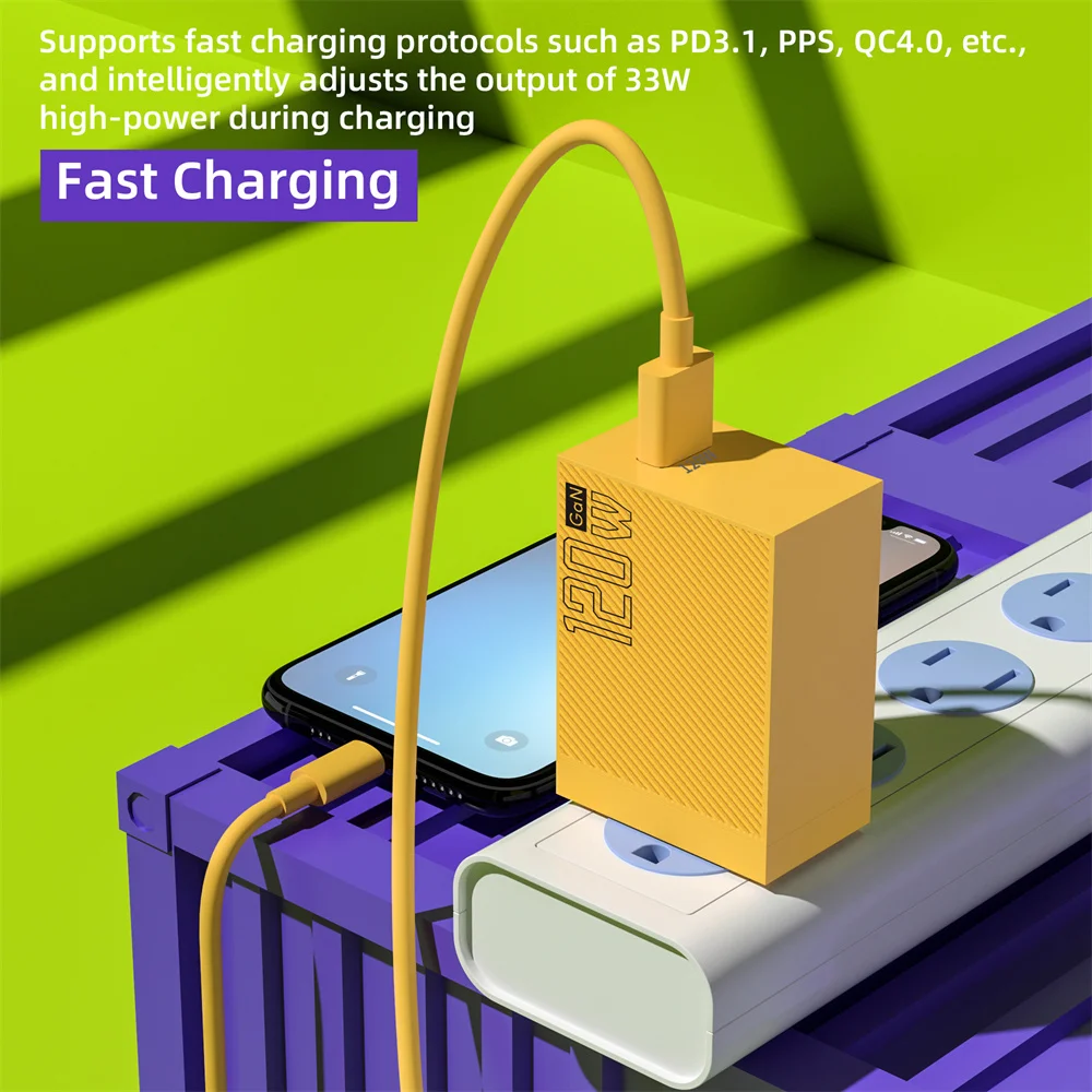120W USB Charger Fast Charging USB A Quick Charge 3.0 Wall Charger For iPhone 15 16 Xiaomi Samsung Huawei Travel Charge Adapter