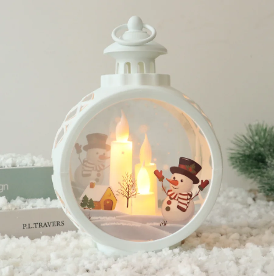 Description Picture 6 of itemChristmas Snowman Santa Claus Decorative Lamp Simulated Flame LED Light Small Hand Lantern Holiday Outdoor Garden Decor