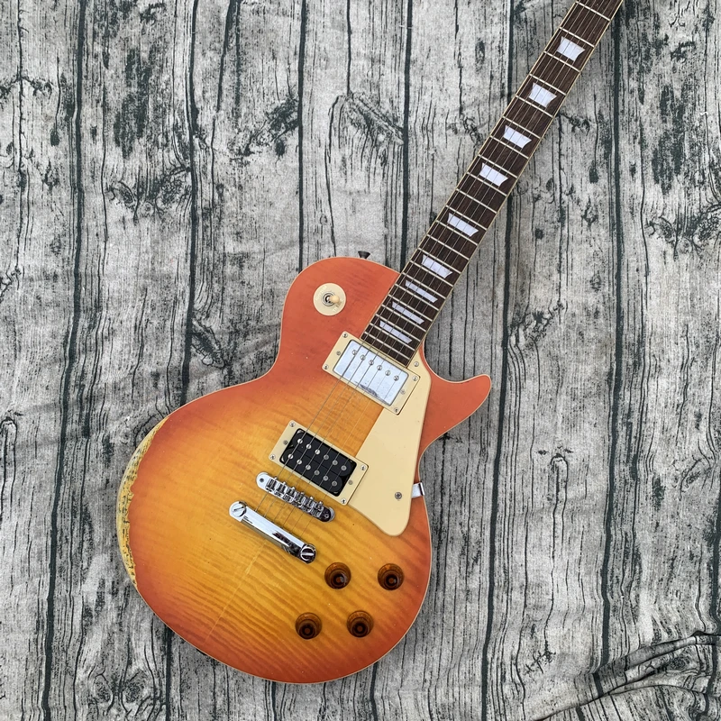 

In stock Lp electric guitar one piece body and neck with relic guitar