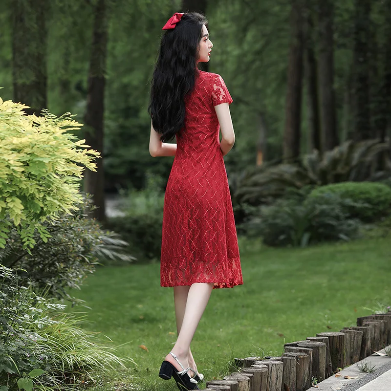 Vintage Oversize 4XL Novelty Short Chinese Formal Rayon Dress Chinese Style Women Mandarin Collar Qipao Elegant Lady Cheongsam