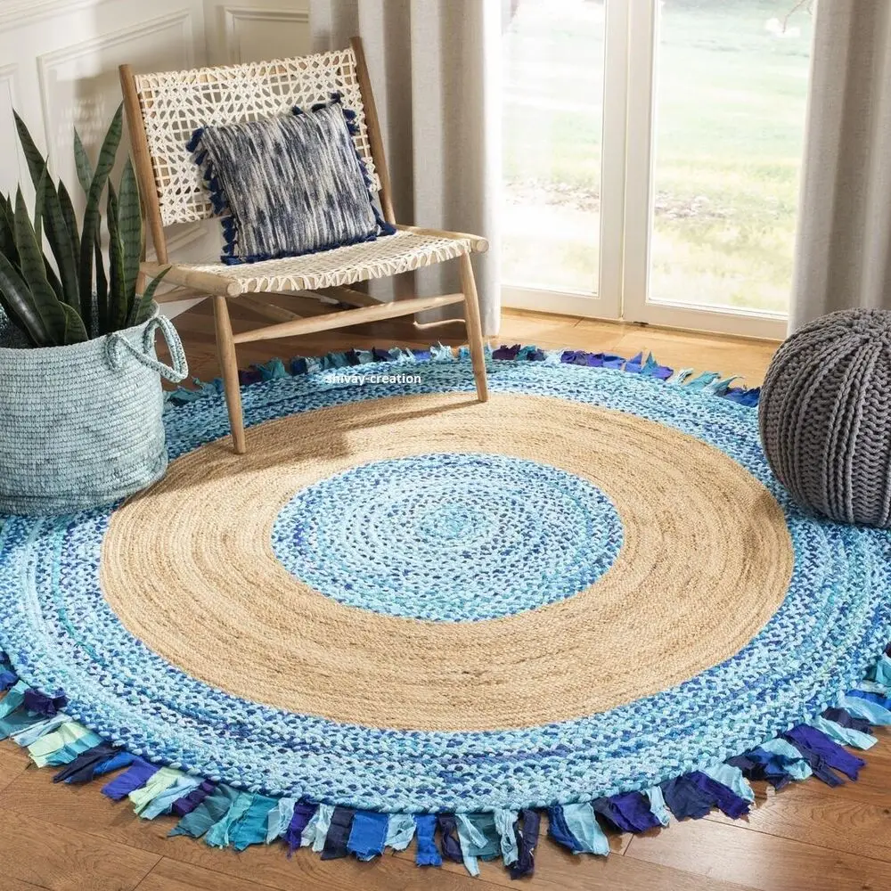 

Rug Jute Cotton 100% Natural Handmade Reversible Braided Style Modern Living Rug rugs for bedroom rugs for bedroom rug