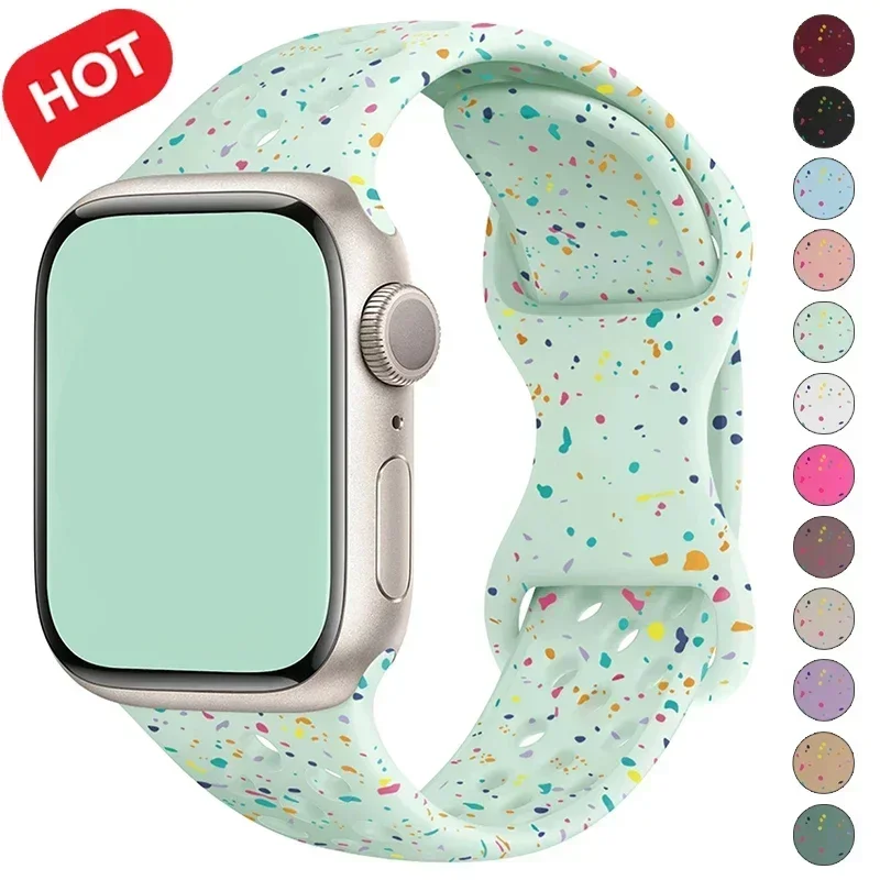 Color Particles Strap for Apple Watch Ultra 2 Band 49mm 45mm 44mm Silicone Bracelet for IWatch Series 9 8 7 6 5 41mm 42mm SE 4 3