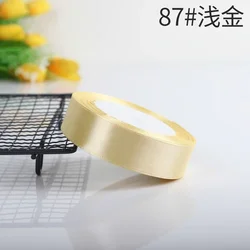 Elegant Silk Satin Ribbons for Crafts & Gift Wrapping - 22m Roll in Various Widths (Light  gold)