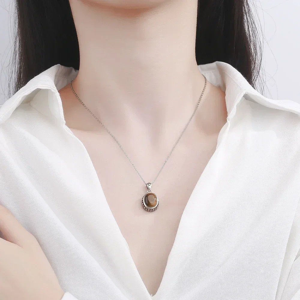 Pendant Necklace Silver Pendant Silver Necklace 925 Sterling Silver Natural Rhodochrosite Pendants Necklace for Women Gift Jewelry Chain