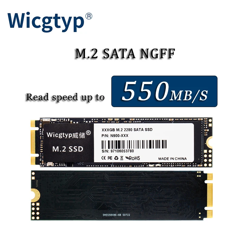 

WICGTYP Ssd M2 SATA NGFF 128 ГБ 256 ГБ для настольного жесткого диска 512 ГБ 1 ТБ 2 ТБ SSD m.2 ngff 2280 мм Внутренний твердотельный накопитель для ноутбука