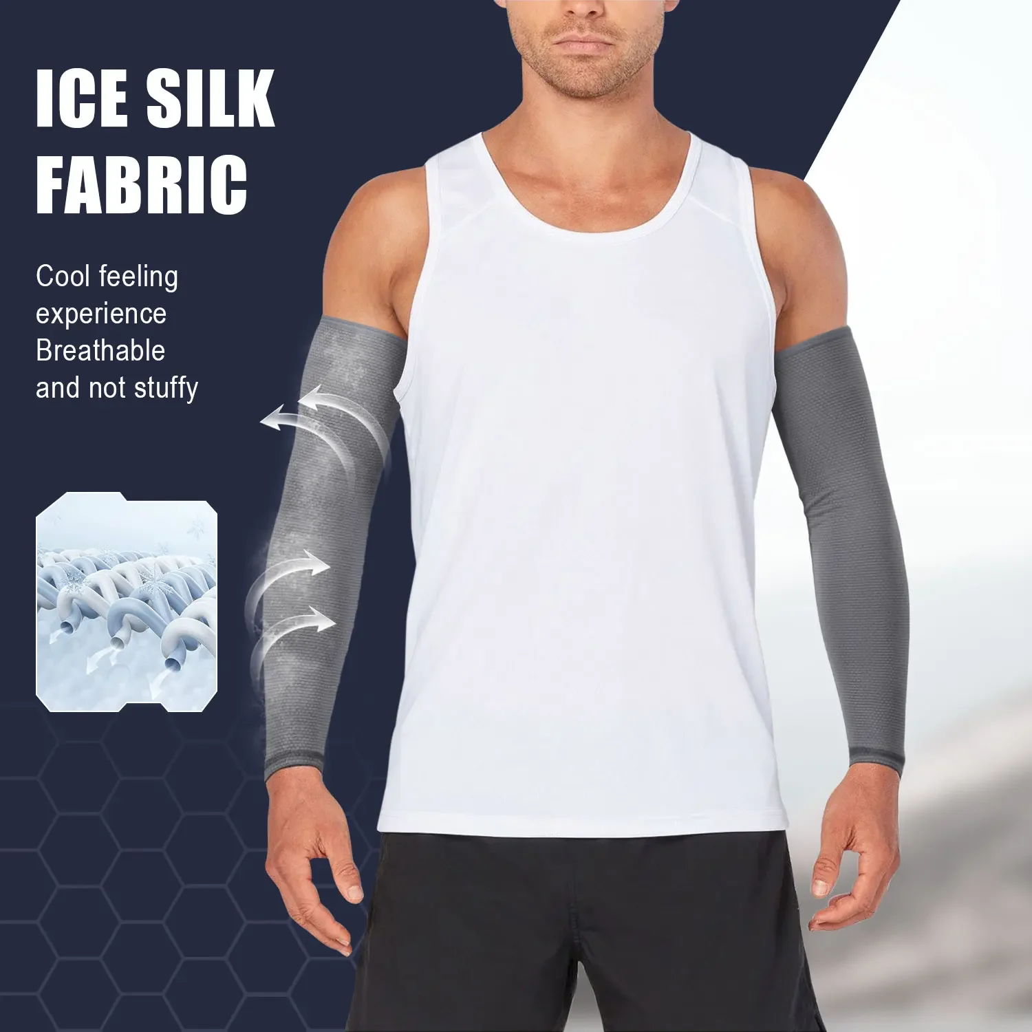Arm Sleeves 1 Pair Cooling Arm Sleeve Cycling Sleeve Breathable Elastic Arm Cover Sun Protection Outdoor Sports Riding Bicycle Accessories