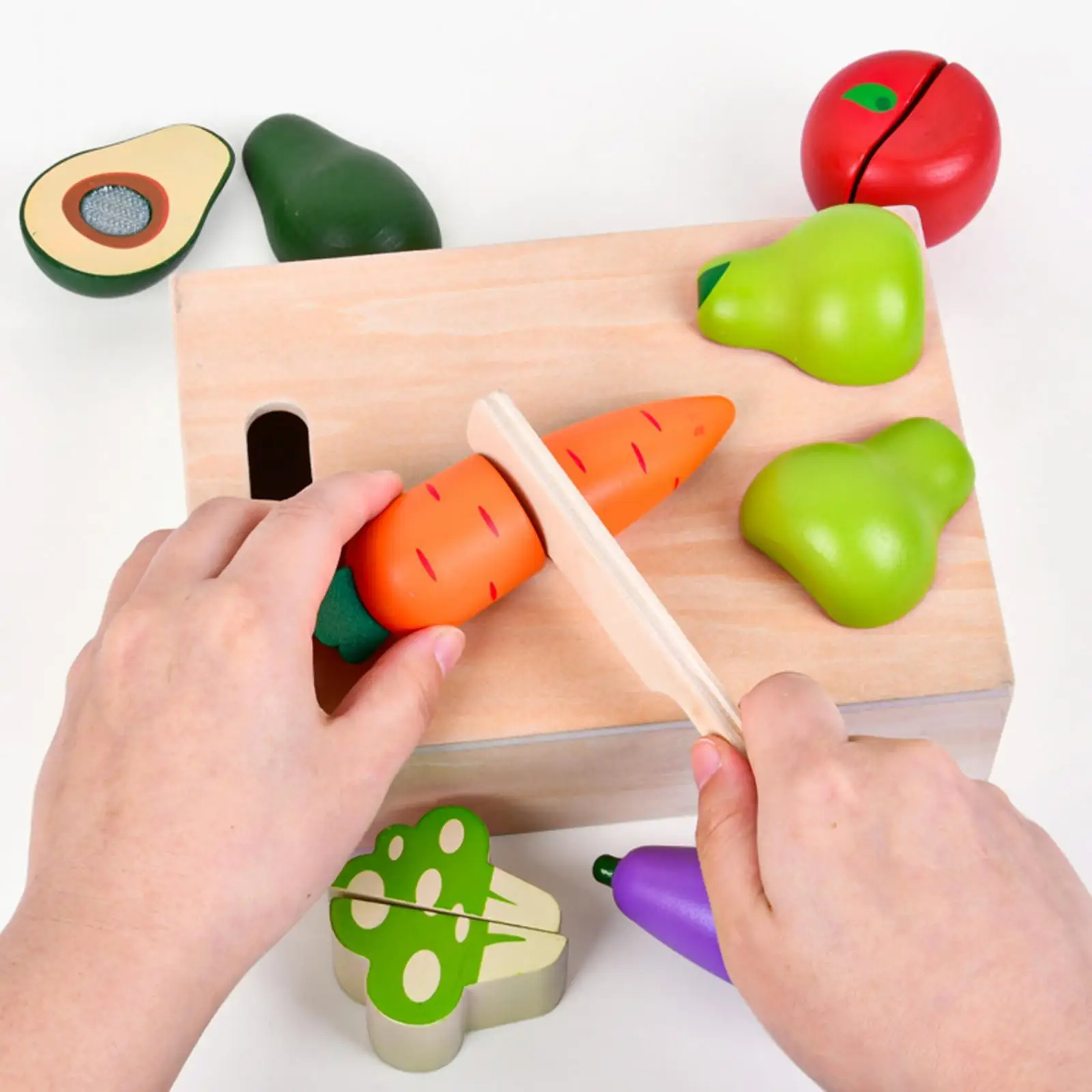 

Pretend Toy Food Role Playing Motor Skills Wooden Fruits Vegetables for Ages 3+ Years Old Toddlers Kids Boy Girl Party Favors