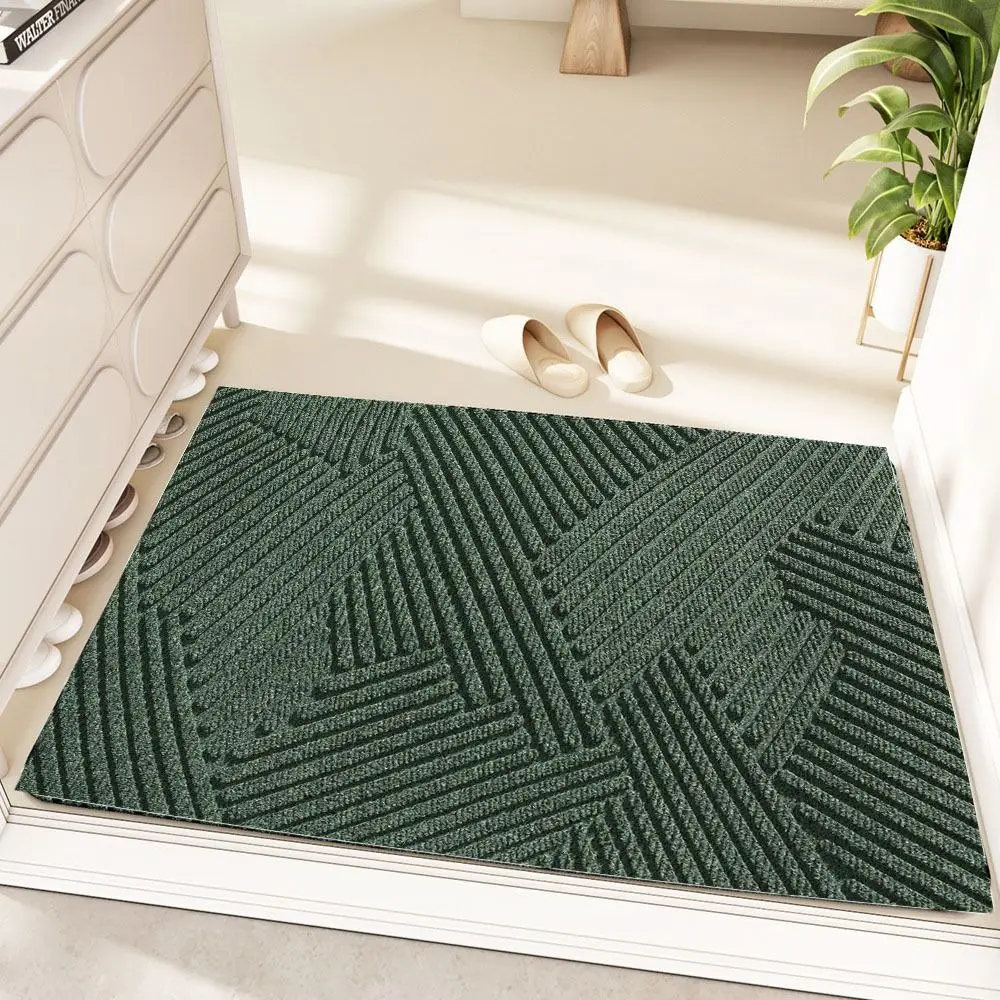 3D Groove Entrance Doormat Geometric Wave Pattern Non-Slip Welcome Door Mats Stain Resistant Waterproof Floor Mat Garden