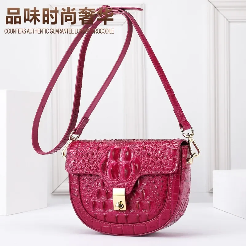 

Fashionable Crocodile Leather Single Shoulder Bag Trendy Women's Bag Crossbody New Single Shoulder Handheld Saddle Bag