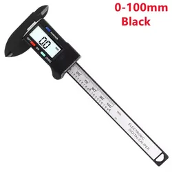 Digital Vernier Caliper Gauge - Carbon Fiber Electronic Micrometer Measuring Tool, 150mm/100mm (0 - 100mm Black)