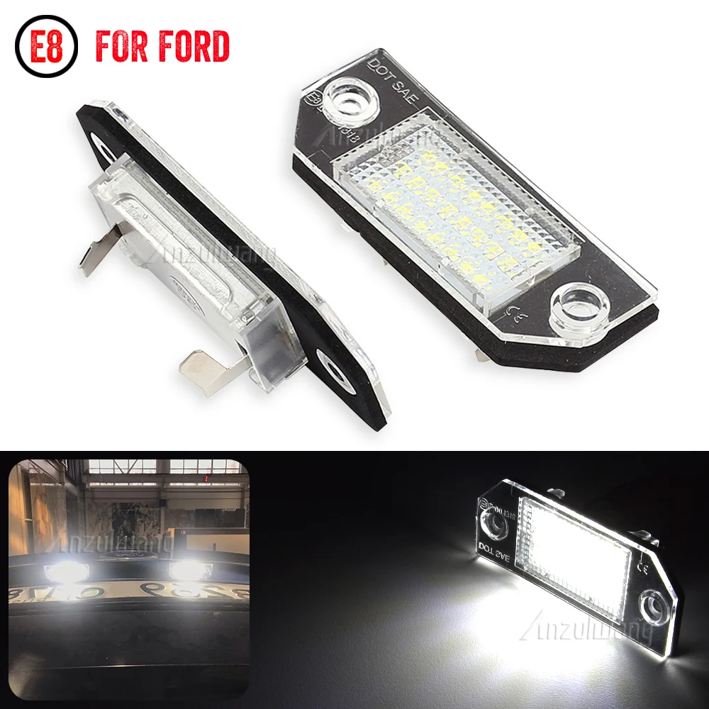 

2Pcs LED Number License Plate Light Lamps Accessories For Ford Focus C-MAX MK2 03-08 Car Exterior Lighting Replacement Lights