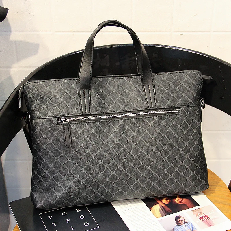 

Fashion Geometric Design Male's Business Briefcases High Quality Floral Leather Work Office Handbag For Men Travel Laptop Totes