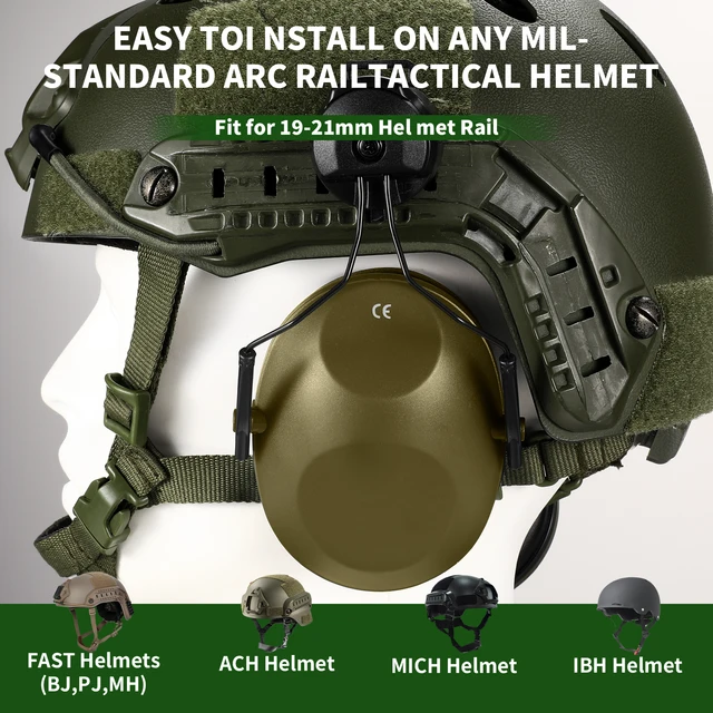 Hunting Ear Protection NRR 22dB Compact Noise Reducing Hearing Protection Slim Shooting Passive Earmuffs Fit for FAST/ACH/MICH 5