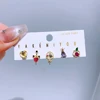 5pcs/set Mixed Design Stud Earrings for Women Girls Gold Color Cubic Zirconia Princess Gift Jewelry 3