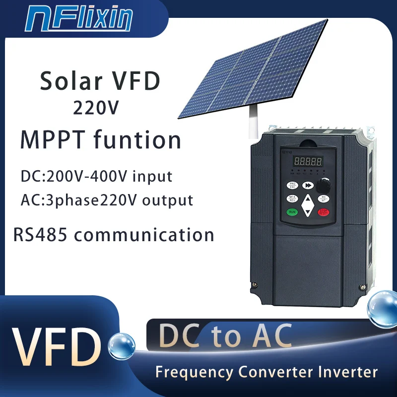 พลังงานแสงอาทิตย์ VFD 0.75KW/1.5KW/2.2KW/4KW/5.5KW/7.5KW 220V ความถี่ตัวแปร Converter อินเวอร์เตอร์สําหรับมอเตอร์ควบคุมความเร็ว 1