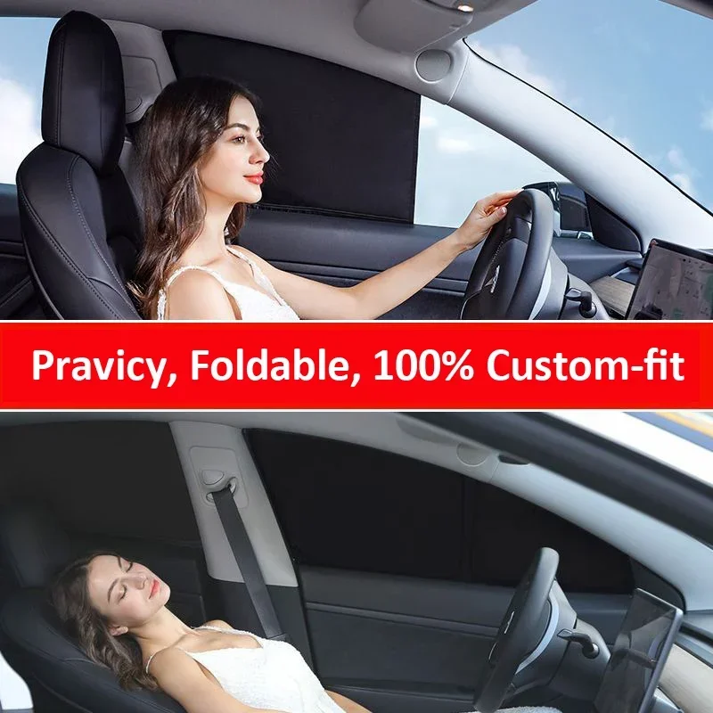 

Car Side Window Sunshade for Tesla Model 3 Y Front Rear Door Windshield Heat Insulation Privacy Curtain Outdoor Whole Shading