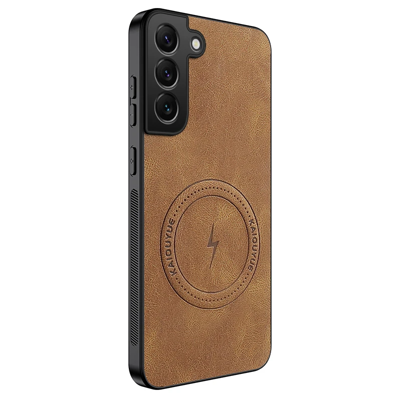 Leather Matte Frosted Magnetic Shockproof Phone Case with Soft Bumper Cover