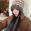 2in1 New Design Drawstring Bag-Hat Hand-crocheted Warm Crossbody Bag Hat Outdoor Wallet Purse Knitted Pullover Beanie Hat Girls 5