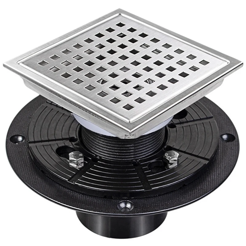 

Stainless Steel Grid Mesh Floor Drain Shower Drain With Flange Brushed Nickel Floor Drain For Shower, Removable