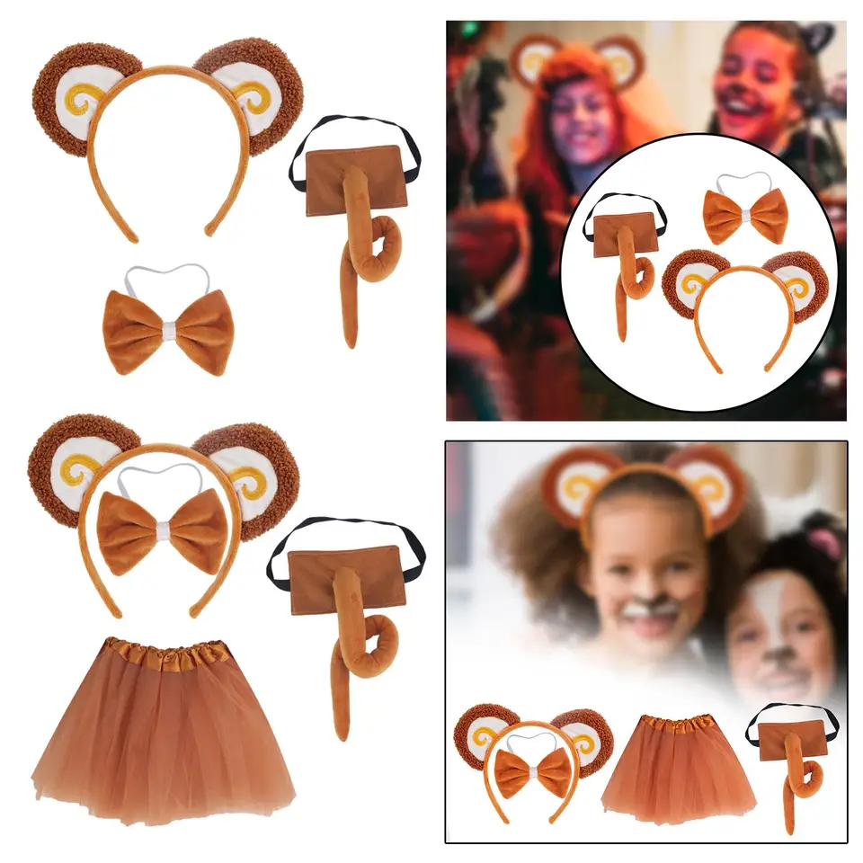 Costume Da Gatto Per Bambini Con Orecchie, Papillon E Coda – Set Travestimento Animale Per Halloween, Festa E Cosplay