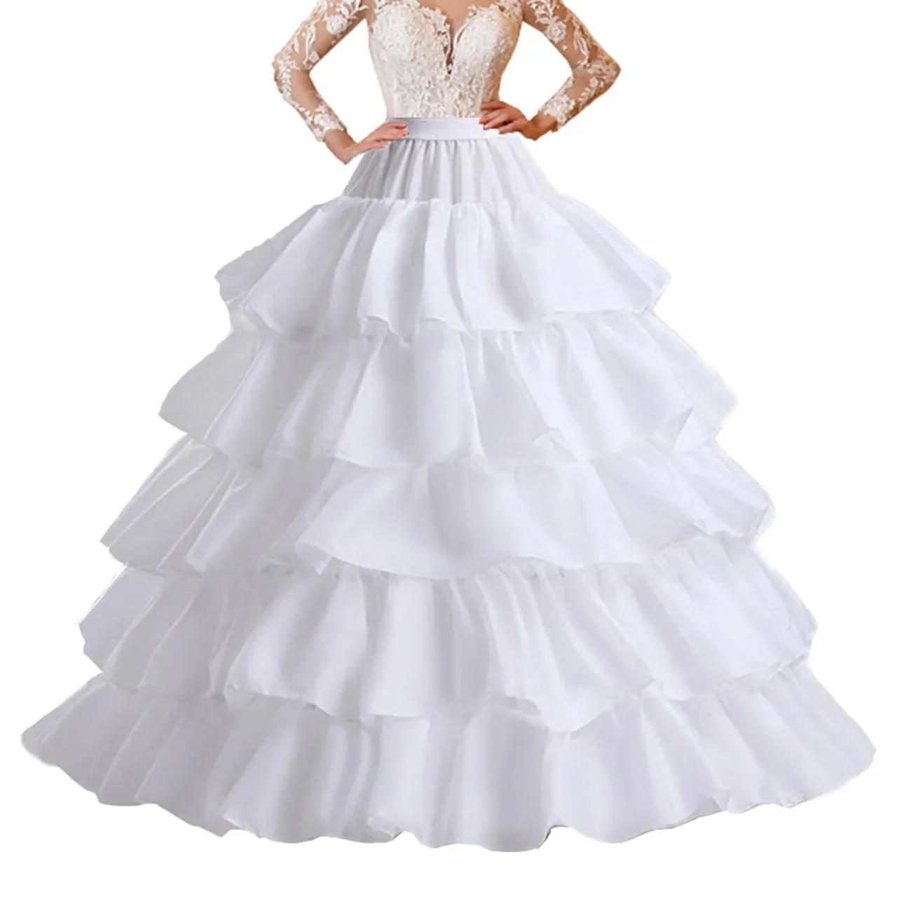 ตัวเลือกสินค้า ผู้หญิง Lolita Hollow Lotus Leaf Lace Bird Cage กระดูกปลากระโปรงคอสเพลย์ชุดกระโปรง Petticoat เจ้าสาวงานแต่งงานชุดซับ