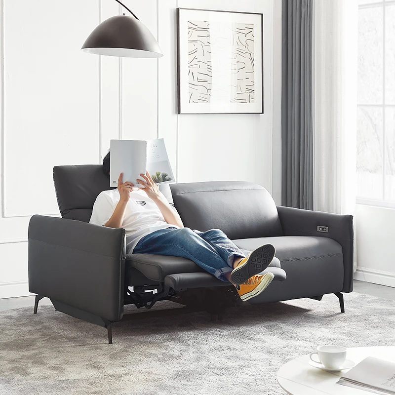 LINLAMLIM Genuine Leather Sofa Cama Double Electric Reclining Sofa 2