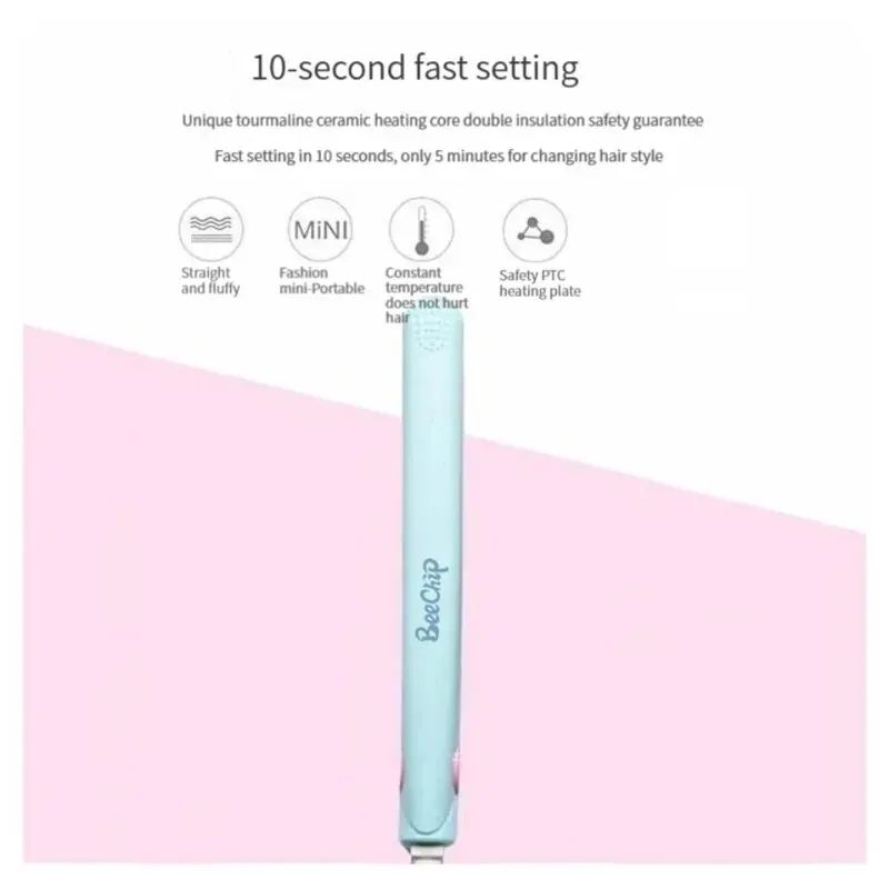 Hair Straightener Mini Clipboard Small Power Plug Curling Girls Air Bangs Portable