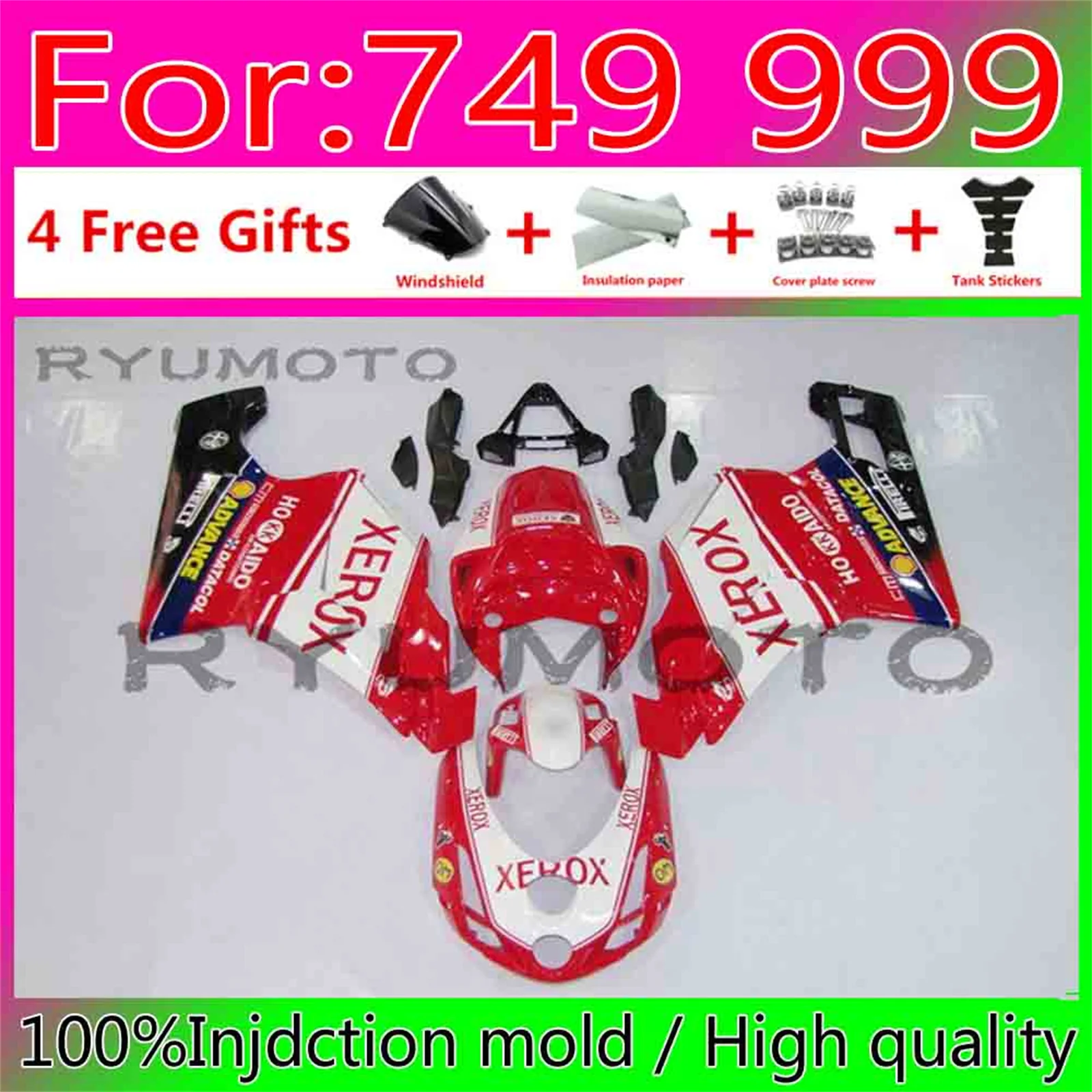 

New ABS Motorcycle Injection Mold Fairing Kit Fit For Ducati 749 999 03 04 05 2003 2004 2005 06 Bodywork Fairings red
