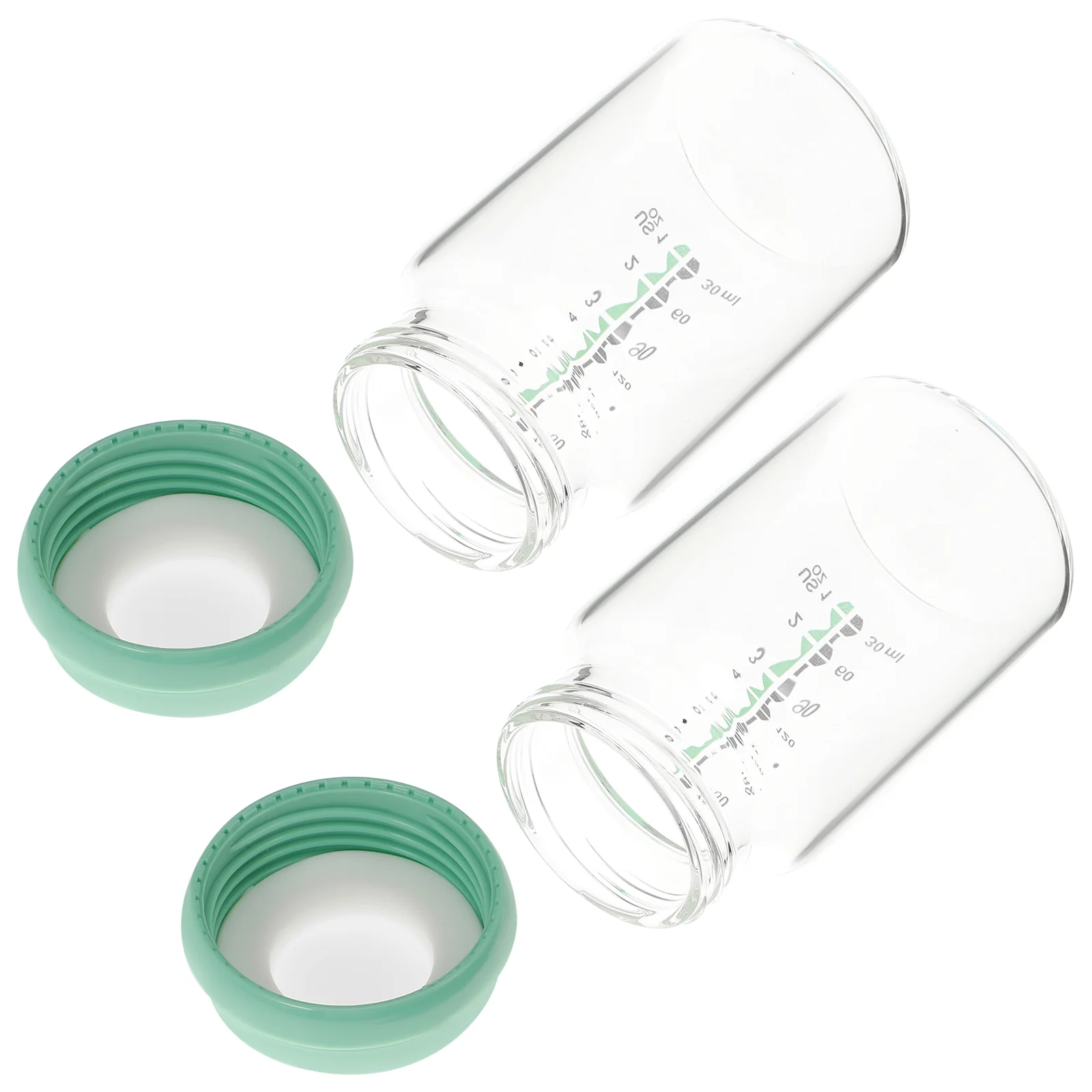 2 Pcs 180ml Green Breast Storage Bottles Wide Mouth Glass Baby Feeding Containers Safe Eco Friendly Transparent Practical