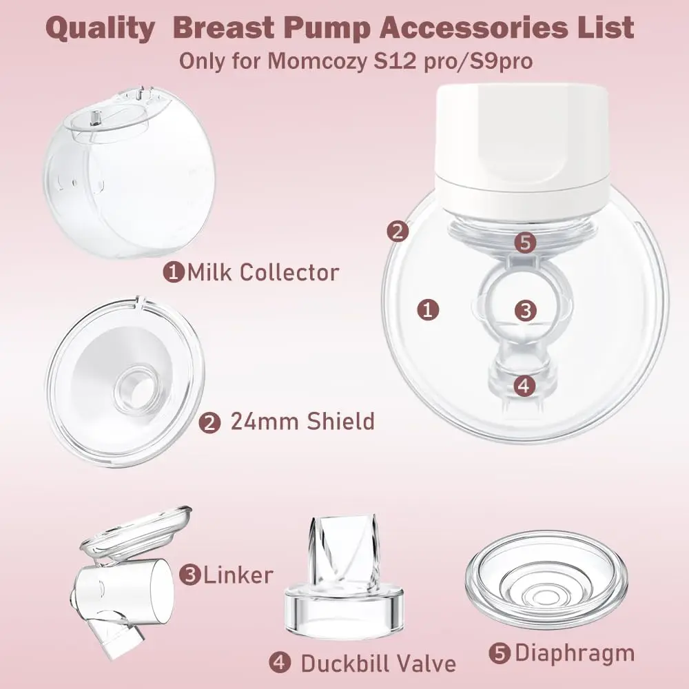 Beast Pump Full Set Milk Collector Cup 24mm Only Compatible with Momcozy S12 Pro/S9 Pro Breast Pump Replacement，NOT for S9/S12 2