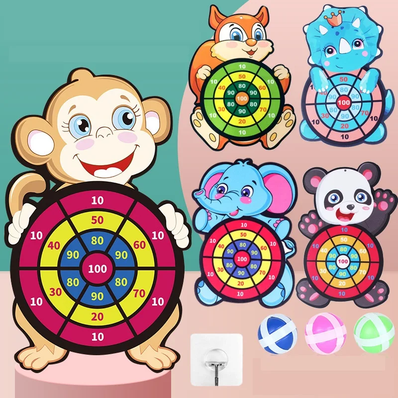 Jeu de fléchettes pour enfants, jouet éducatif interactif, balle collante,  dessin animé, Animal, lapin, famille.