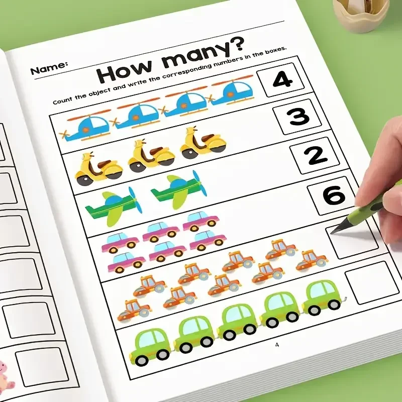 64-Page Math Workbook Kindergarten Number Practice Book with Tracing Writing Activities Interactive Early Learning Workbook
