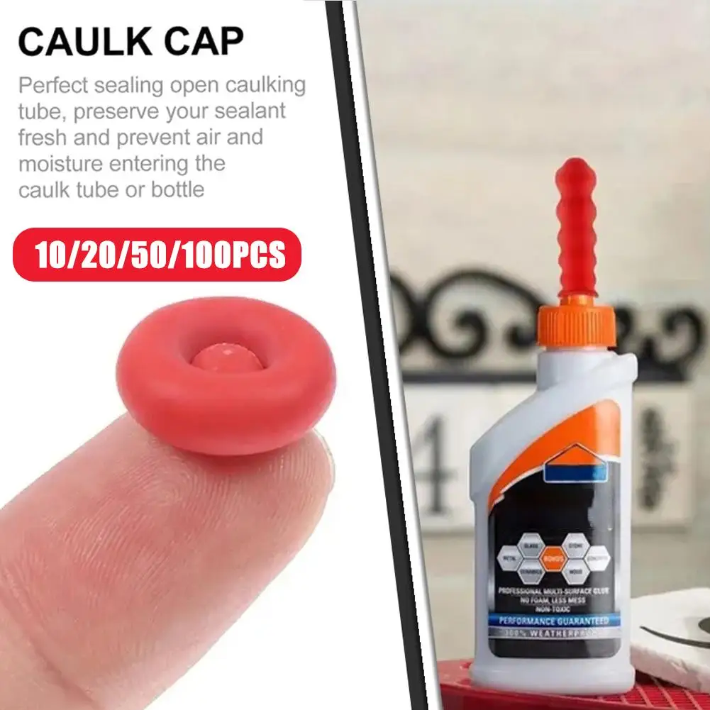 20pcs Caulk Cap Glass Glue Tip Sealing Cap Barrel Glue Mouth Protective Cover  Red Caulk Saving Cap Caulking Gun Nozzles Cap 3