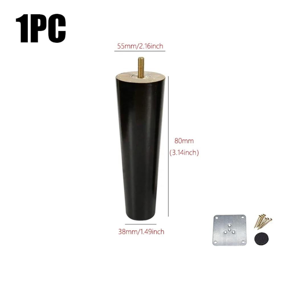 Solid Wood Conical Furniture Legs with Iron Plate Base