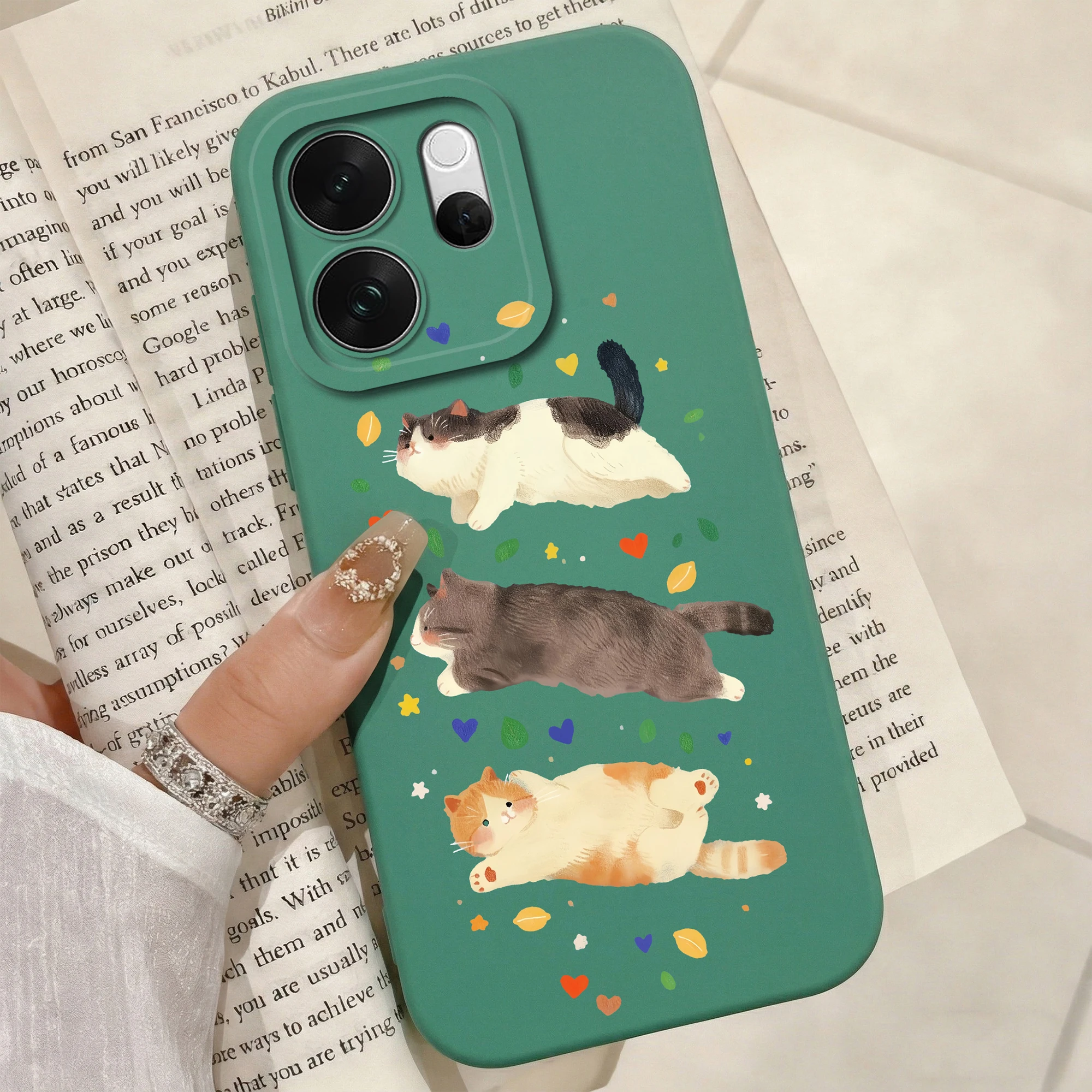 Colorful Heart Lens Protection Anti-Drop Liquid Silicone Phone Case