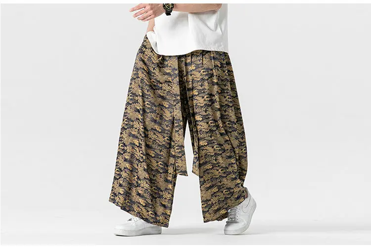 Men Loose Harem Pants Vintage Casual Wide-Leg Trousers Male Belt Jogger Oversized Men Pants Streetwear Clothes