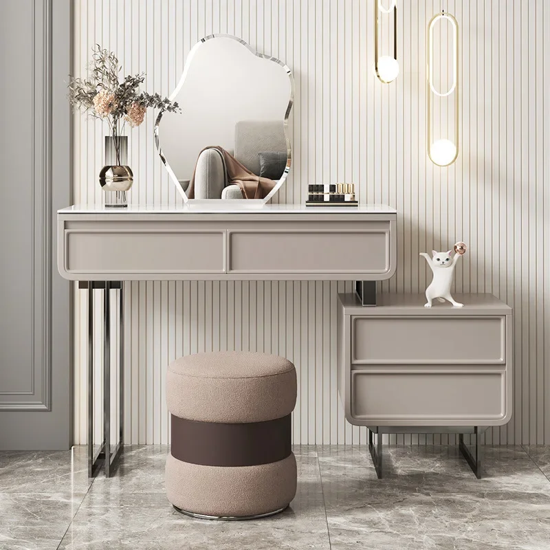 

Minimalist slate dressing table senior designer bedroom light luxury modern dressing table telescopic storage cabinet