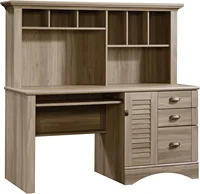 Sauder Harbor View Computer Desk with Hutch, Salt Oak finish 1