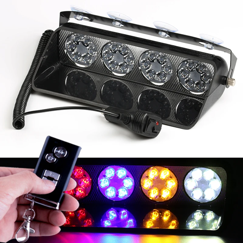 12V Led Parabrezza Drl Day Running Light Car Flash Light Polizia Emergenza Flasher Strobe Warnin Lamp Light Remote Control