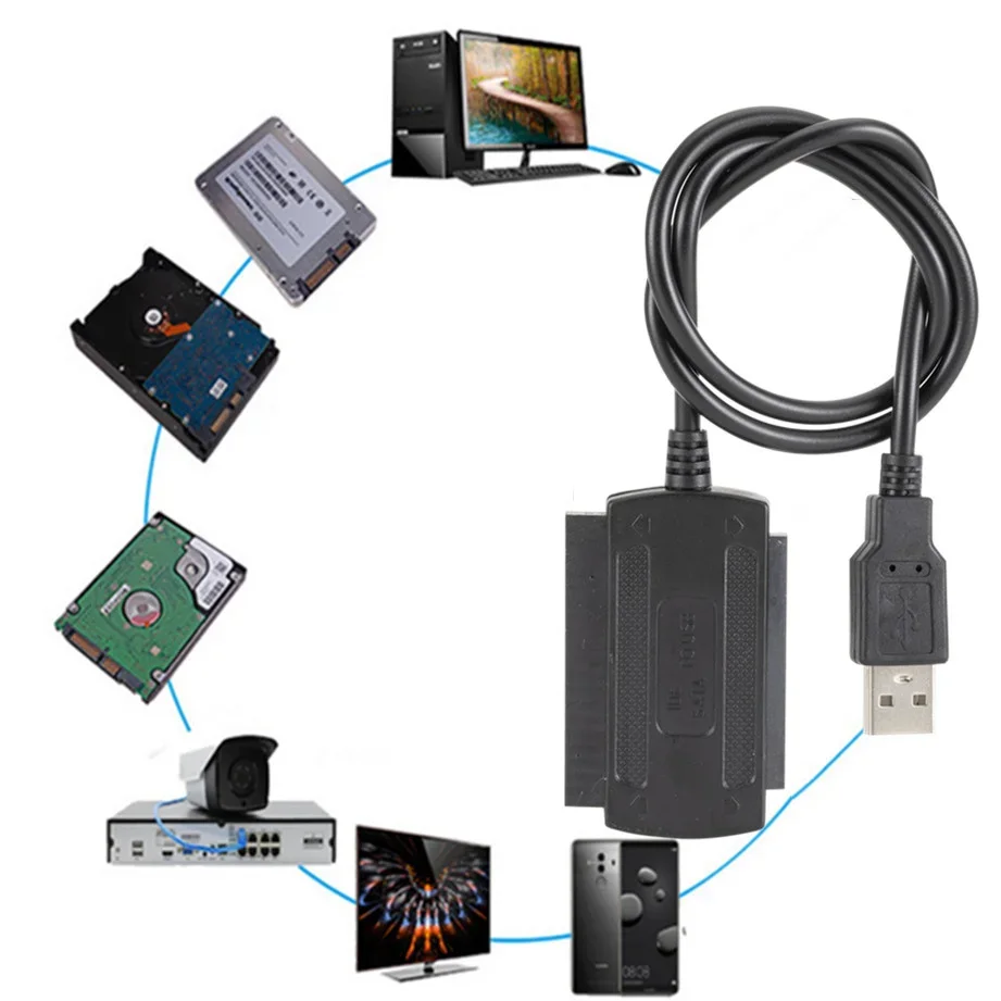 3-in-1 USB 2.0 To IDE / SATA 2.5",3.5" Hard Drive Disk HDD SSD 480Mb/s Data Interface Converter Adapter Cable