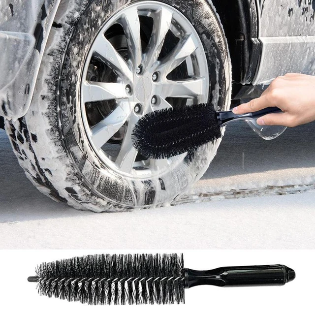 Tire Shine Brush Microfiber Bristles Easy Grip Handle Cleaning