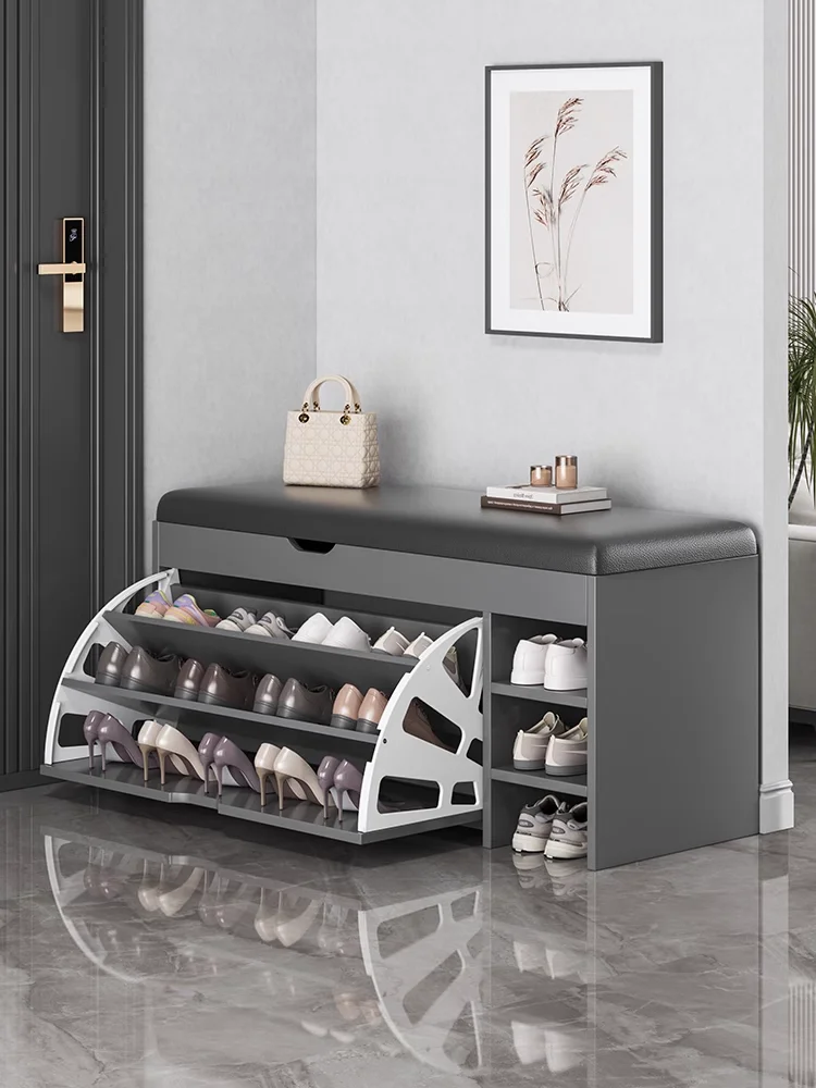 Description Picture 2 of itemPU Leather Ottoman Bench Shoe Storage Cabinet Modern Shoe Rack With Seats Changing Stool Bench For Entryway(Need to Mounting)