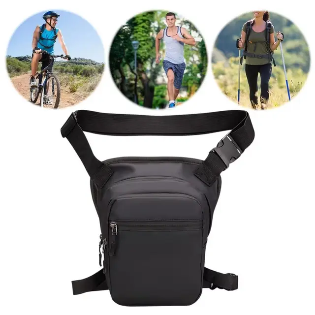 Large Capacity Cycling Drop Leg Bag PU Leather Zipper Multi-Function Fanny Pack Breathable Durable Travel Chest Bag Men 4