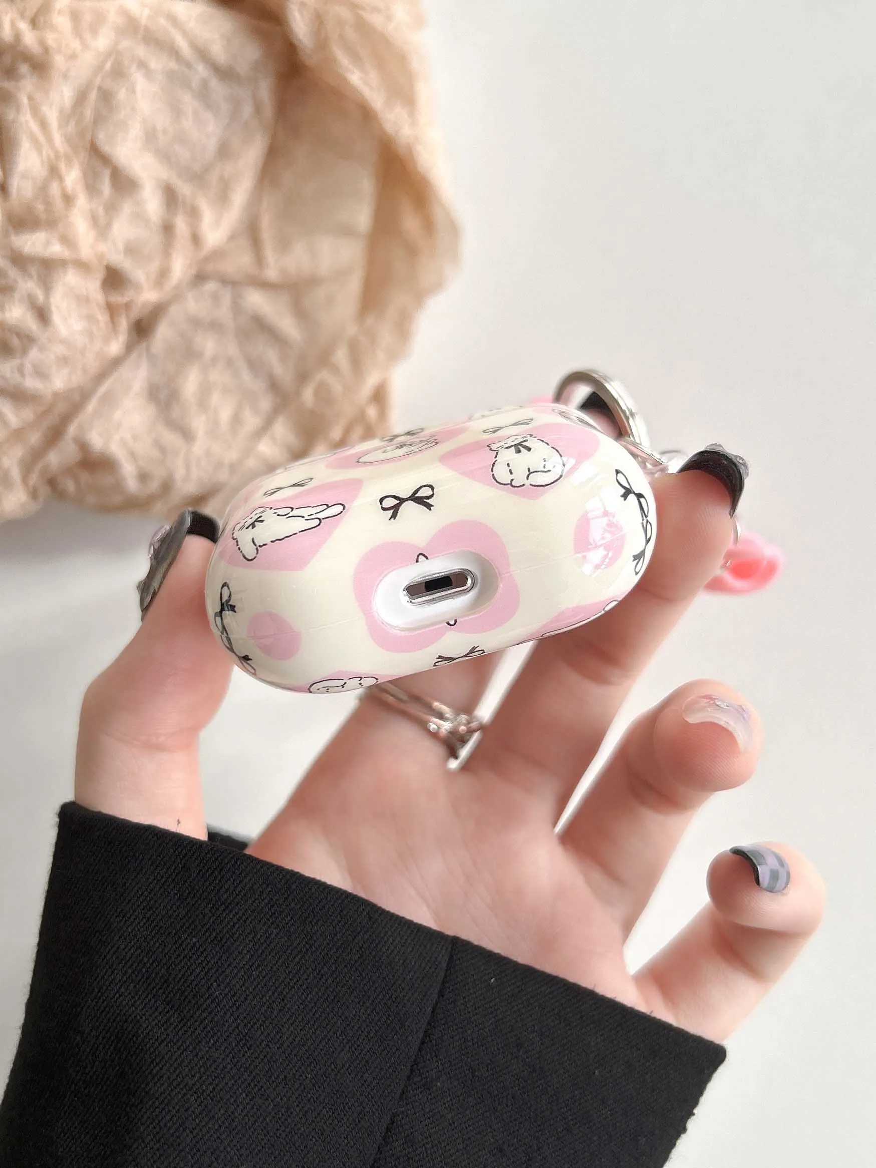 Cat Heart Pink Chain Earphone Case For Airpods