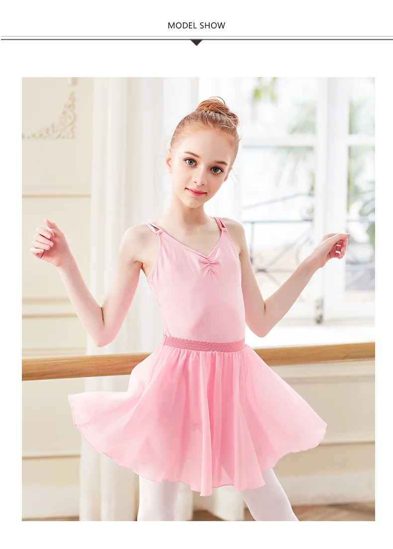 Mädchen Ballettrock Kinder Tanz Tutu Chiffon Übungsrock für Mädchen Gummibänder Taille – Detail 3