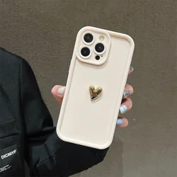 Luxury 3D Gold Heart Silicone Phone Case - Shockproof Candy Matte Cover - 7 8 SE 2020 2022 (WHITE)