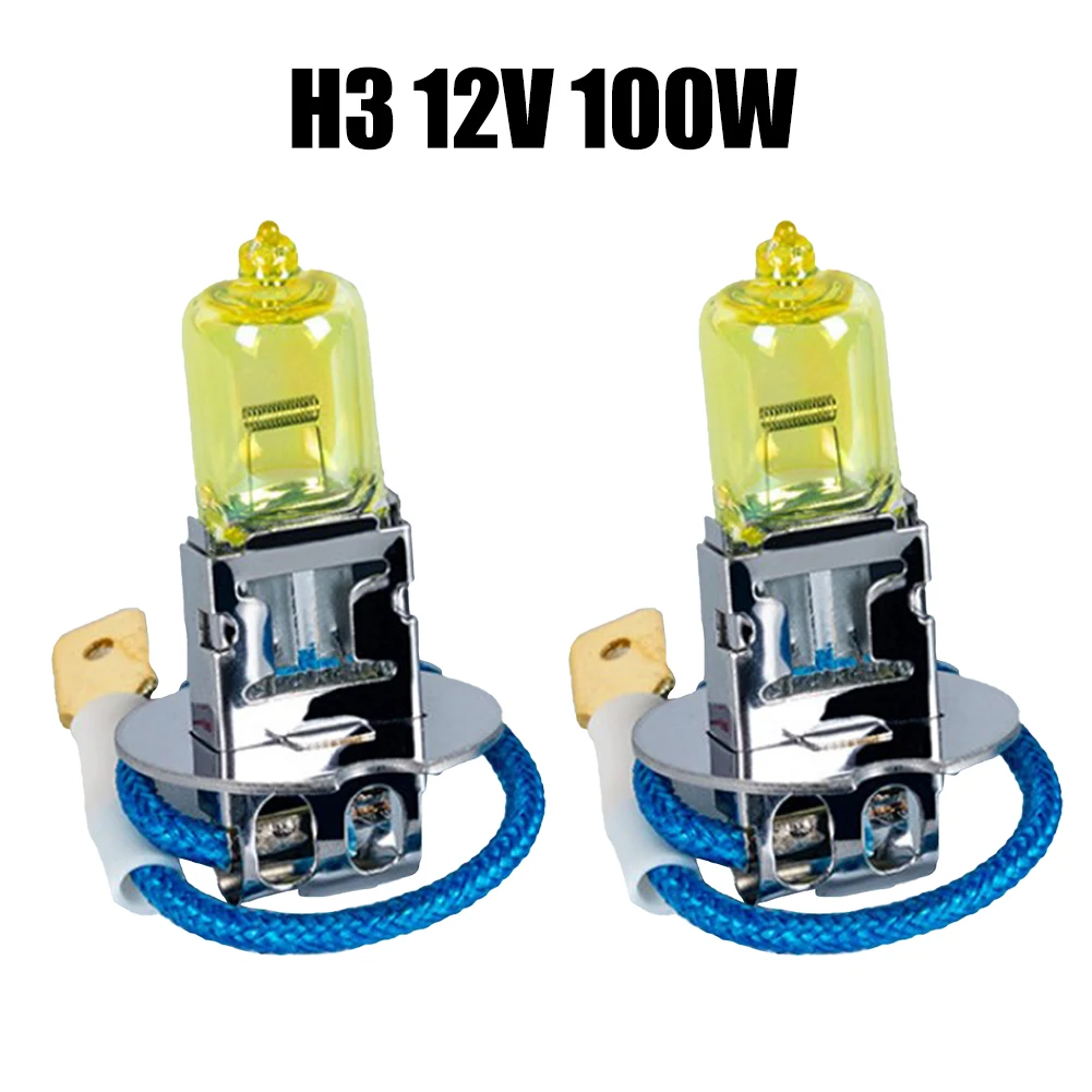

2PCS H3 Halogen Fog Lights 100W 12V Amber Yellow High Beam High Power Car Headlight Lamp Car Light Source Accessories
