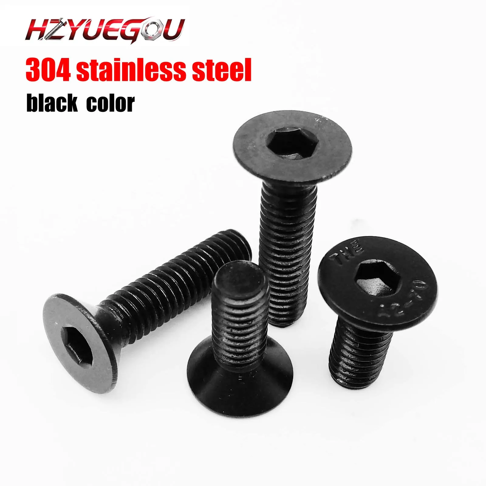 HZYUEGOU Schwarze 304 Edelstahl DIN7991 M2 M2.5 Sechskant-Innensechskant-Senkkopfschraube, Länge 3-40mm